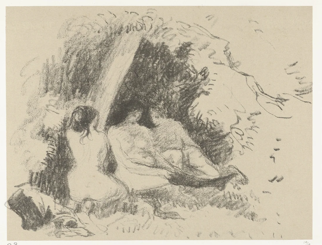 Three Nude Women by Camille Pissarro – art print