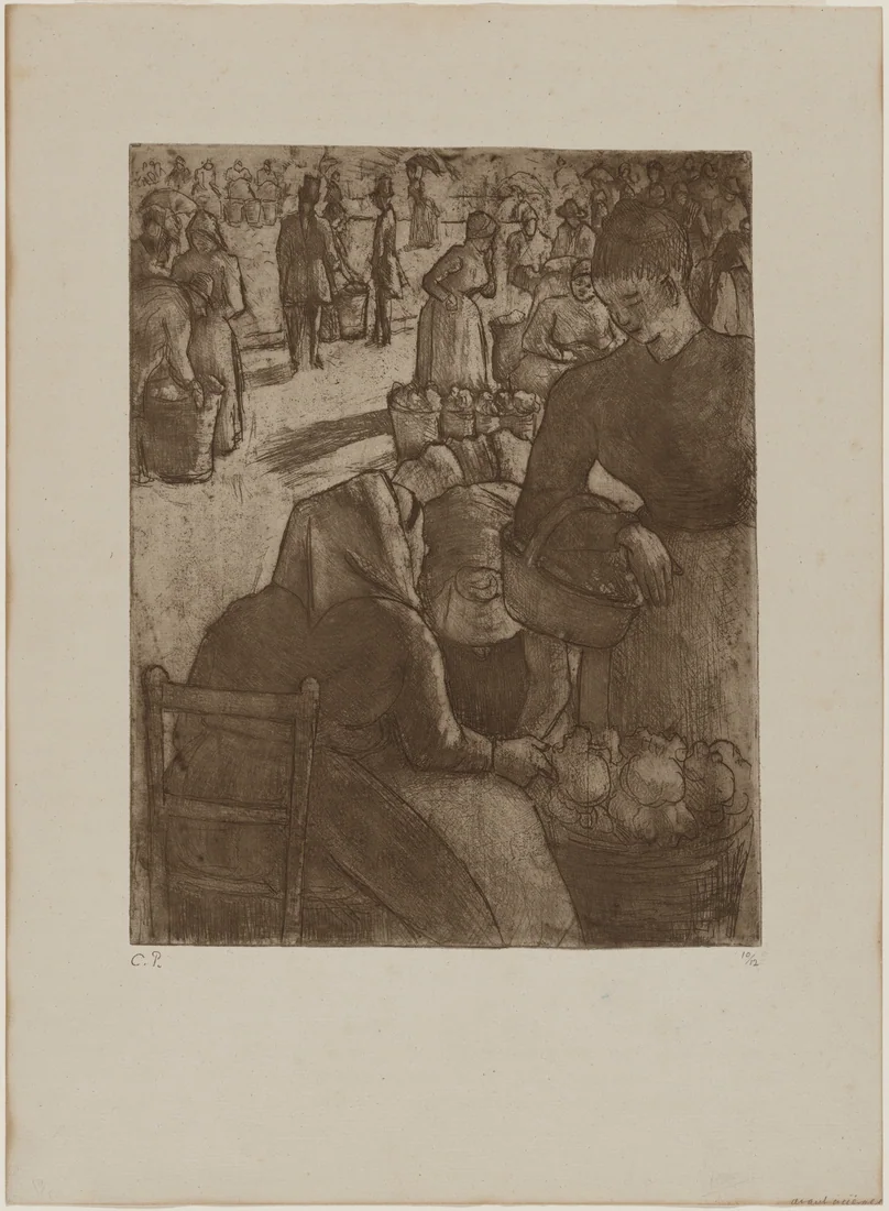 Vegetable Market at Pontoise by Camille Pissarro, 1891 – art print