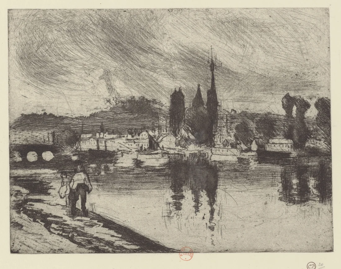View of Rouen, Cours-la-Reine by Camille Pissarro, 1920 – art print