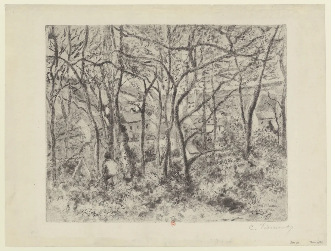 Woodland Landscape at L'Hermitage, Pontoise by Camille Pissarro, 1879 – art print