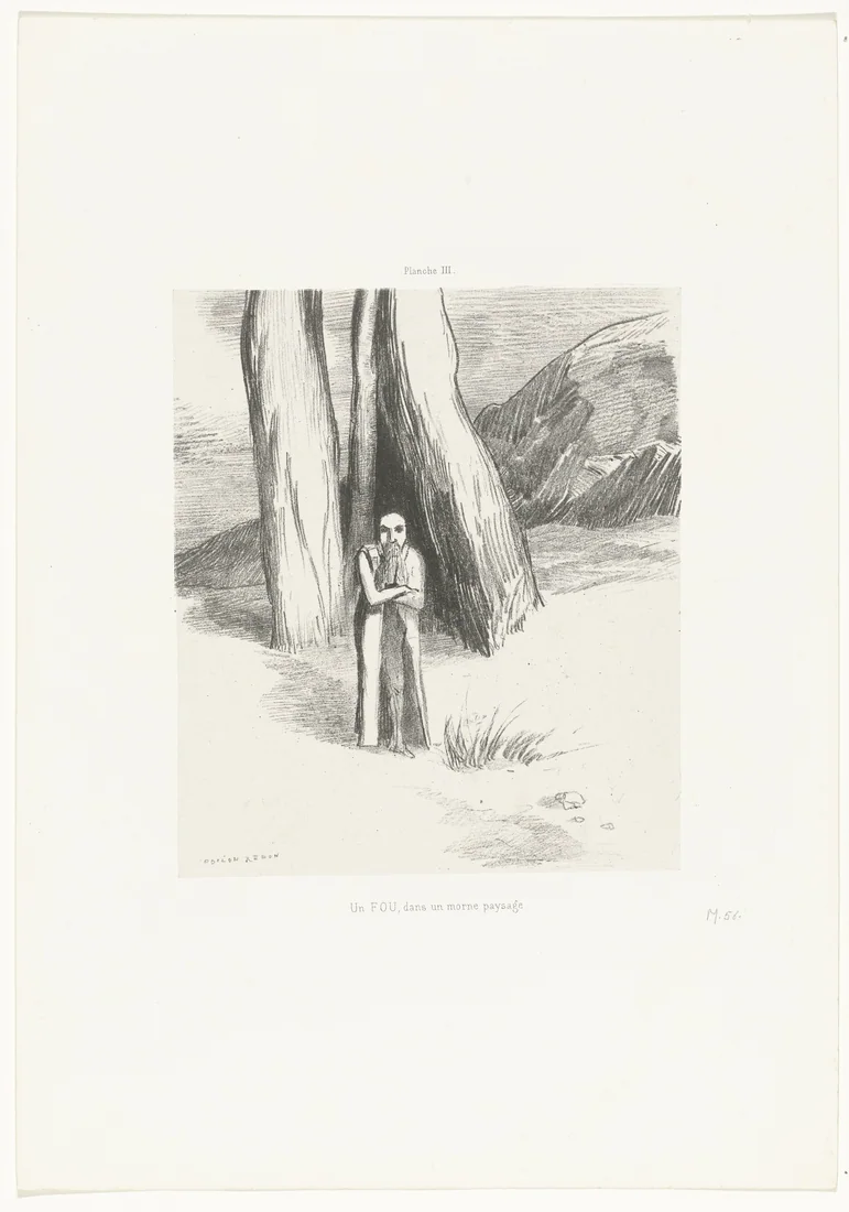 A Madman in a Dreary Landscape by Odilon Redon – art print