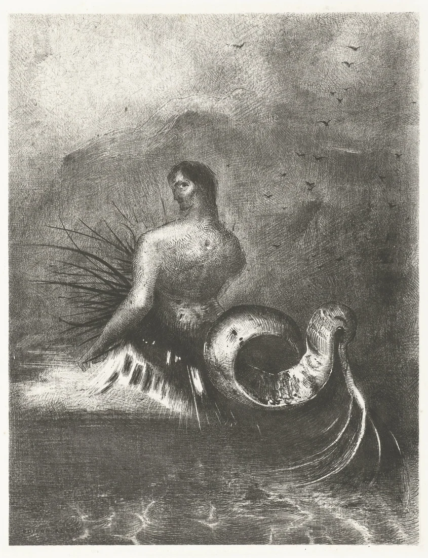 A Siren above the Sea by Odilon Redon – art print