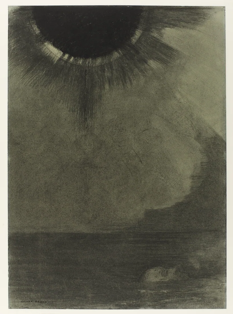 Drowning Man in Water by Moonlight by Odilon Redon – art print