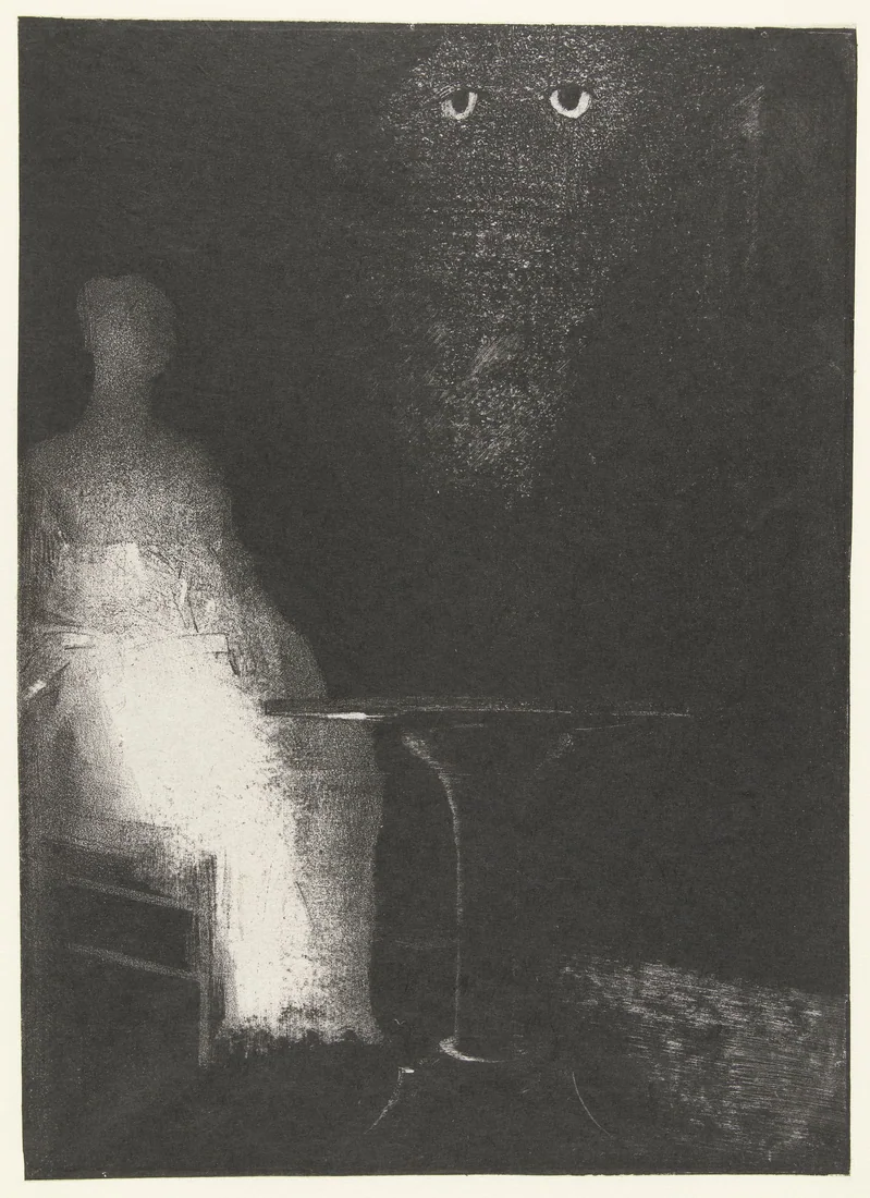 I Look Down on the Vague Forms of a Human Figure by Odilon Redon – art print
