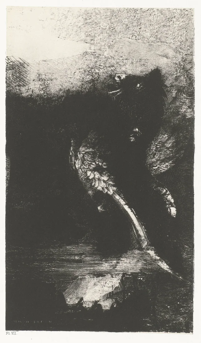 The Chimera with Green Eyes, Screaming, Twisting by Odilon Redon – art print