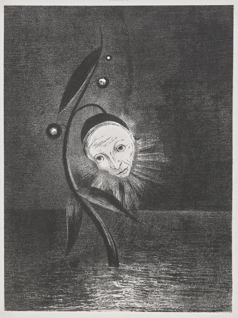 The Marsh Flower, a Sad Human Head by Odilon Redon, 1885 – art print