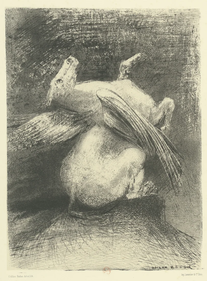 The Powerless Wing Did Not Lift the Beast in These Black Spaces by Odilon Redon, 1883 – art print