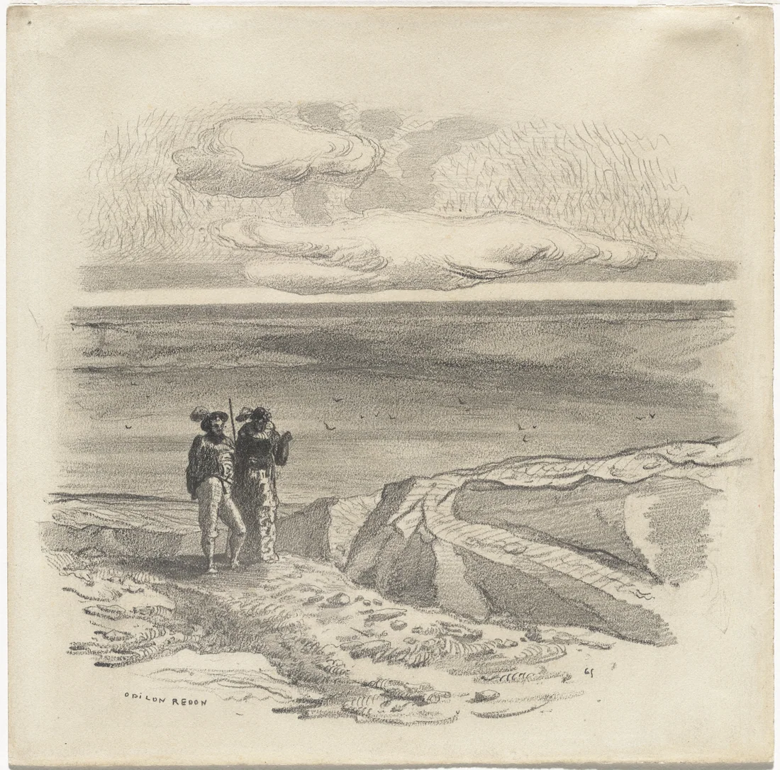 Two Figures in a Landscape by Odilon Redon, 1865 – art print