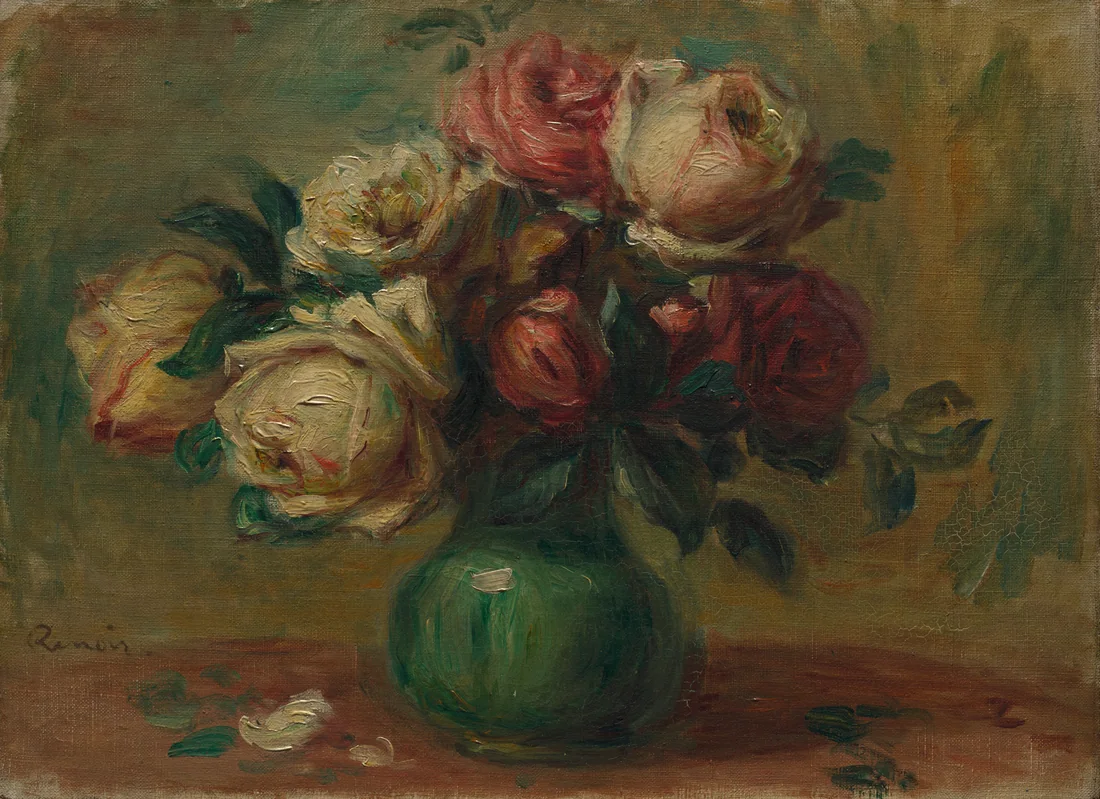 Roses in a Vase by Pierre-Auguste Renoir, c. 1890 – art print