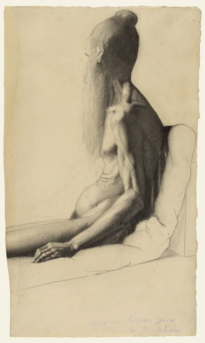Nude Study of an Old Man (Père Bainville) by Georges Seurat – art print