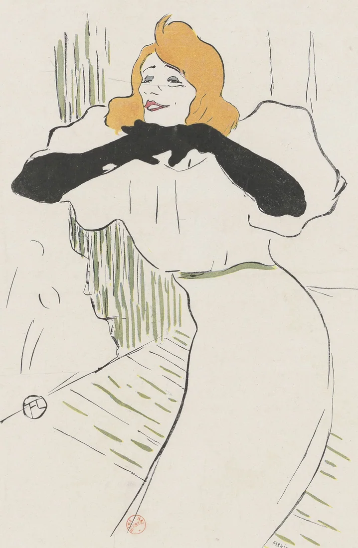 Yvette Guilbert in “Linger, Longer, Loo!” by Henri de Toulouse-Lautrec, 1894 – art print