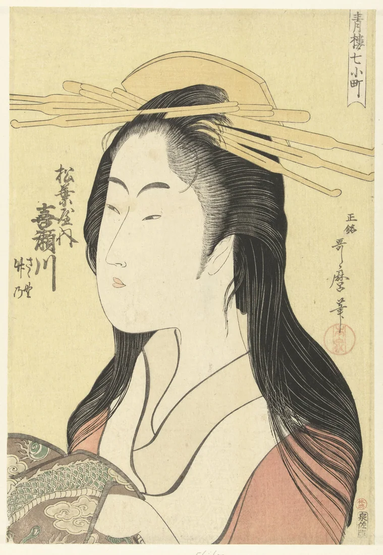 Bust Portrait of the Courtesan Kisegawa of the Matsubaya House by Kitagawa Utamaro – art print