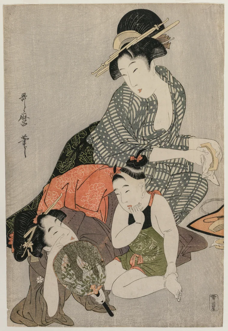 Cleaning Combs by Kitagawa Utamaro, late 1790s – art print