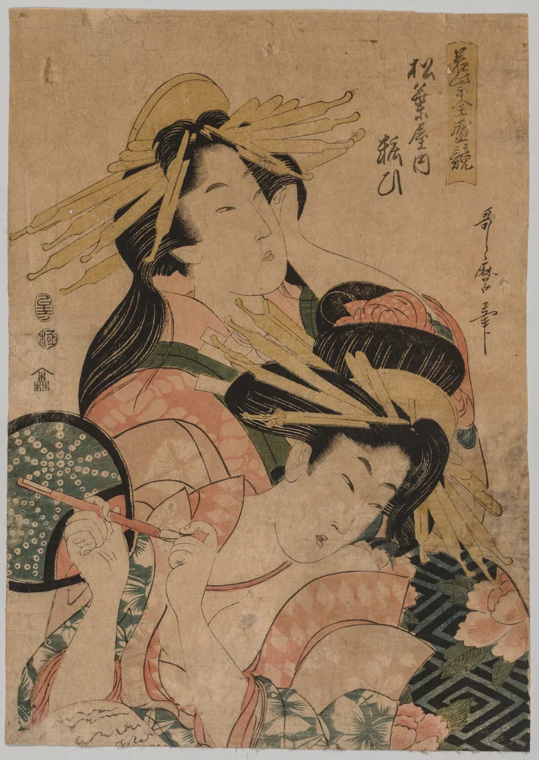 Half-length Portrait of Two Courtesans by Kitagawa Utamaro – art print