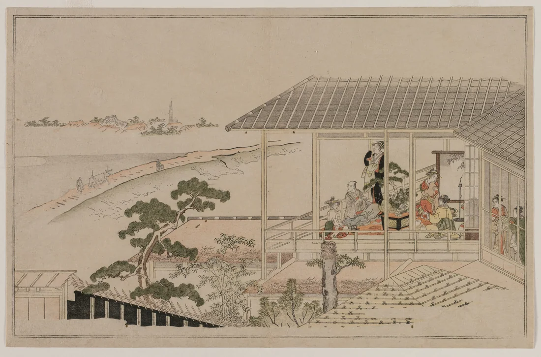 Moonrise over the Nihon Embankment and the Yoshiwara by Kitagawa Utamaro, 1790 – art print