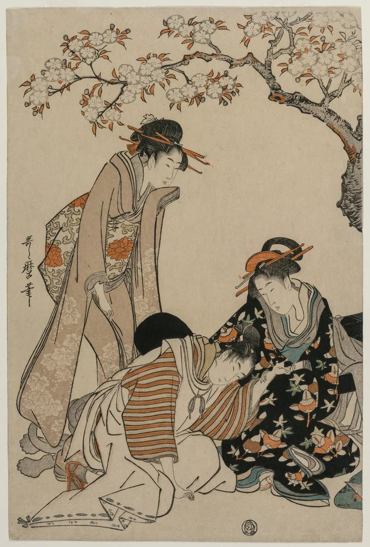 Parody of an Imperial Carriage Scene by Kitagawa Utamaro, c. 1798 – art print