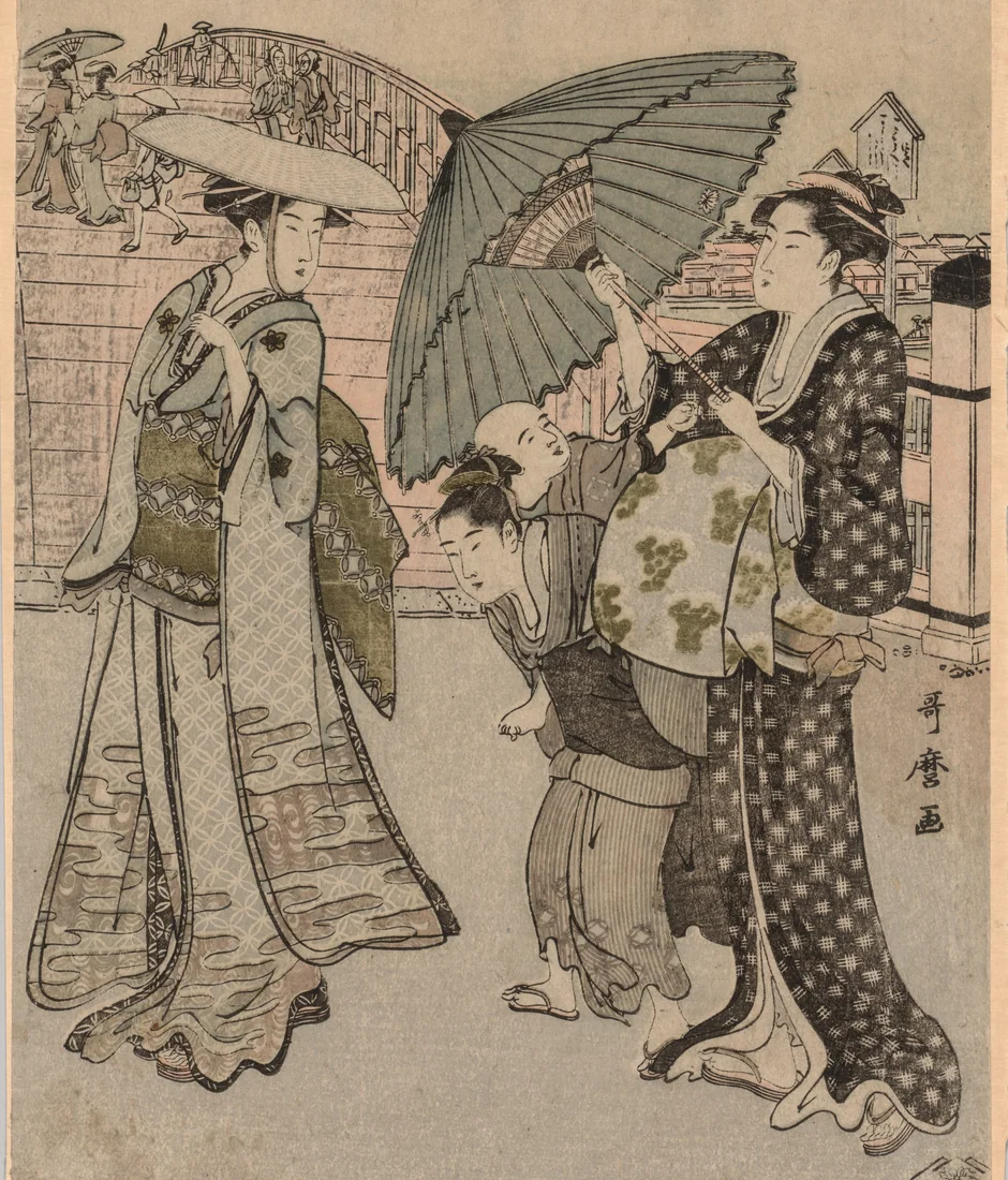 Street Scene at Ryôgoku Bridge by Kitagawa Utamaro, 1789–1790 – art print