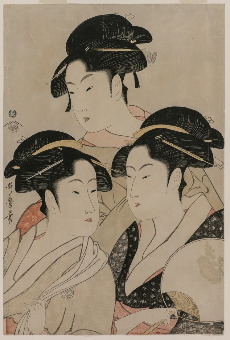 Tomimoto Toyohina, Takashimaya Ohisa, and Naniwaya Okita by Kitagawa Utamaro, c. 1794 – art print