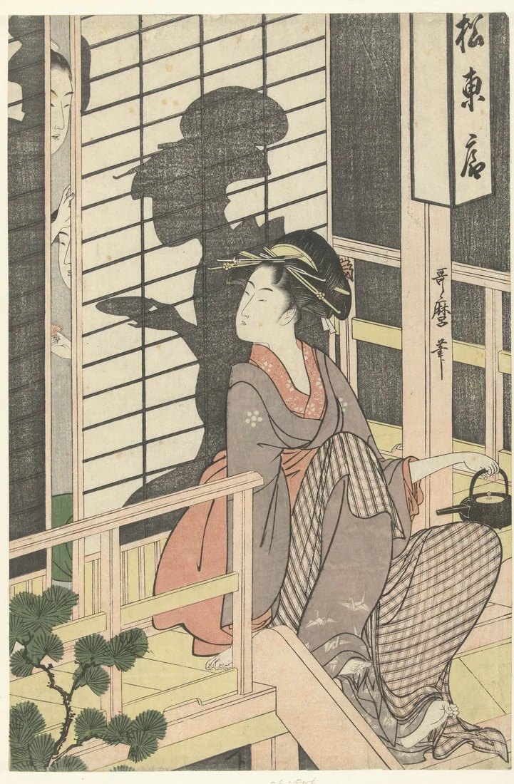 Waitress at the Matsu Higashi House by Kitagawa Utamaro – art print
