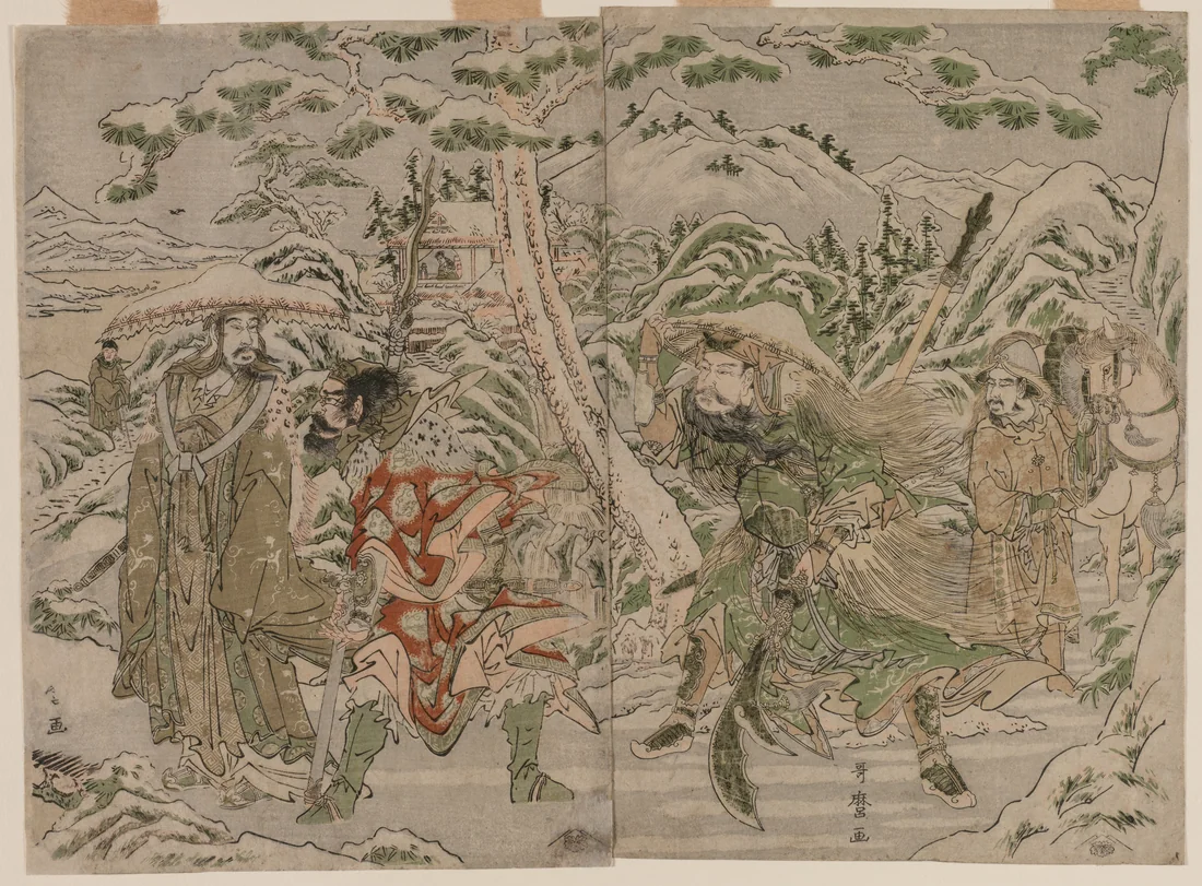 Winter Scene from the Romance of the Three Kingdoms by Kitagawa Utamaro, c. 1790 – art print