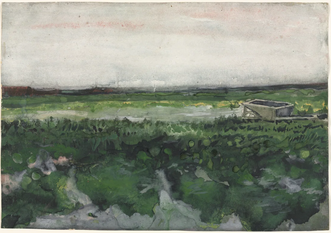 Landscape with Wheelbarrow by Vincent van Gogh, 1883 – art print
