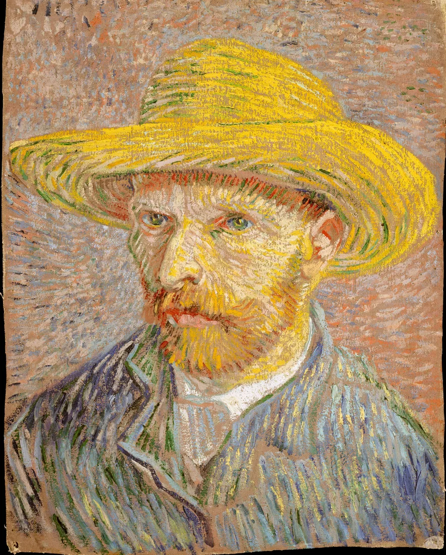 Self-Portrait with a Straw Hat by Vincent van Gogh, 1887 – art print