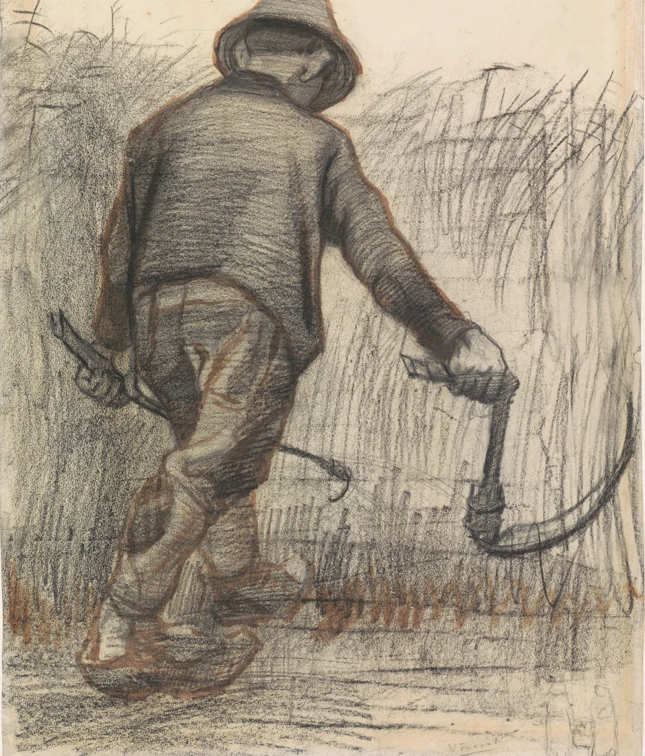 Wheat Reaper with Hat, Seen from Behind by Vincent van Gogh – art print