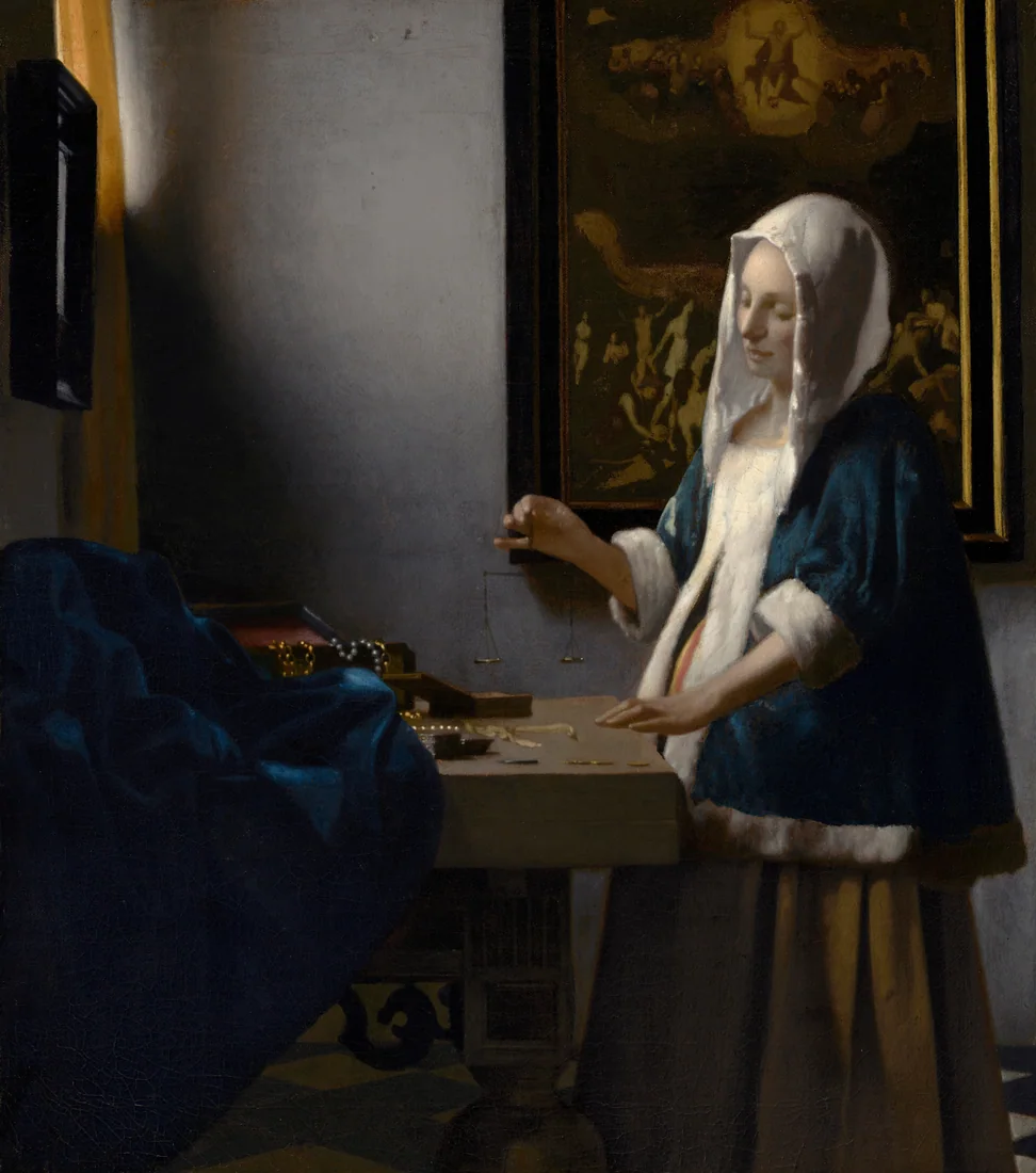 Woman Holding a Balance by Johannes Vermeer, c. 1664 – art print